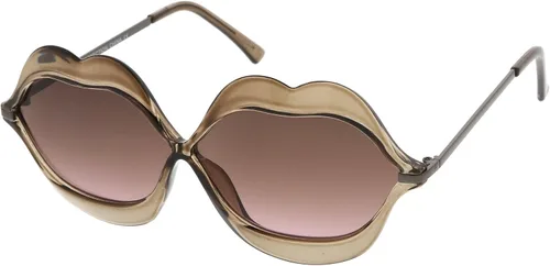 Vista 2 de zeroUV - Gafas de sol transparentes de gran tamaño con forma de labio de metal y lentes degradadas, 2.480in
