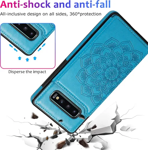 Vista 9 de Asuwish Funda compatible con Samsung Galaxy S10 y protector de pantalla de vidrio templado, accesorios para tarjetero con ranura para soporte