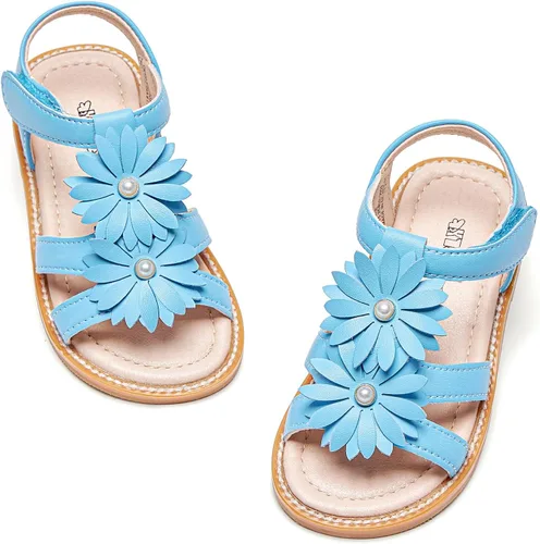 Vista 13 de Kiderence Sandalias de niña de las flores para niñas pequeñas, zapatos de Ck303 Oro