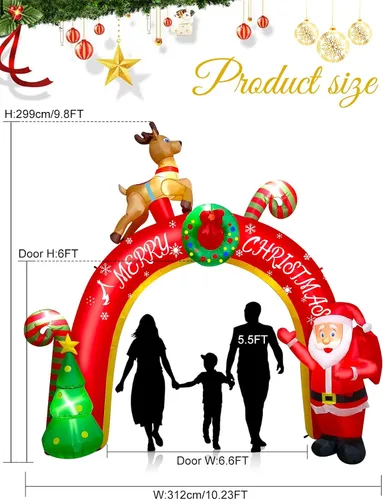 Vista 2 de TOROKOM - Decoración inflable navideña de 10 pies con LED integrados