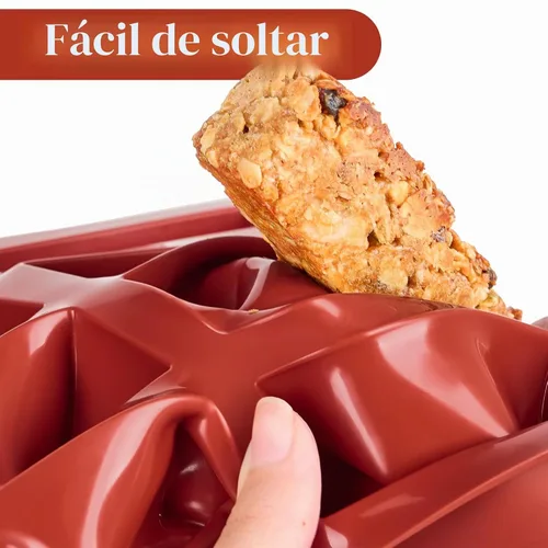 Vista 3 de Paquete de 2 moldes de barra de granola de silicona, molde de barra de proteína rectangular de 12 cavidades, moldes de silicona para hornear