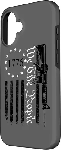 Vista 2 de iPhone 16 We The People - Funda patriótica con la bandera de Estados Unidos AR15 Pro Guns