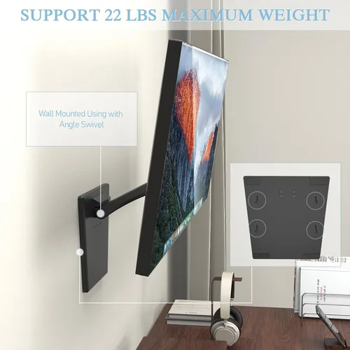 Vista 5 de Babibobibi Soporte VESA plegable - 2.953 x 2.953 in/3.937 x 3.937 in Soporte para monitor LCD/PC, negro, plano y adaptador de monitor único
