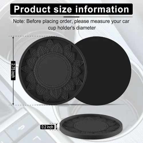 Vista 2 de SINGARO - Posavasos para tazas de automóvil, 4 soportes de silicona integrados en portavasos decorativos, soportes universales antideslizantes