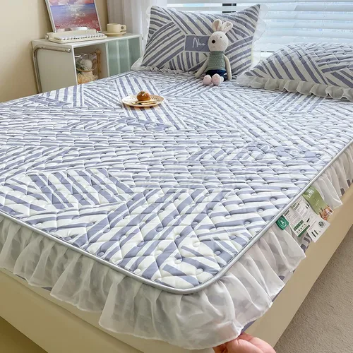 Vista 11 de Sábanas de bolsillo profundo, sábanas de látex de seda de hielo, fundas de colchón con estampado de dibujos animados agradables a la piel, con Gris