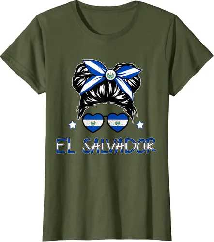 Vista 55 de Camiseta de El Salvador para Niñas Bandera Patrimonio Hispano Salvadoreño