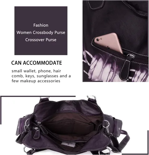 Vista 7 de Angel Barcelo - Bolsa de hombro amplia para mujer, diseño Hobo, cuero lavado
