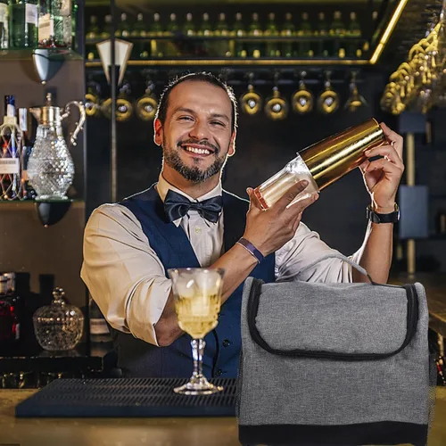 Vista 3 de SOLUSTRE Bolsa de viaje para barman con compartimento acolchado, bolsa de herramientas de barra duradera, bolsa de hombro con asa para el hogar