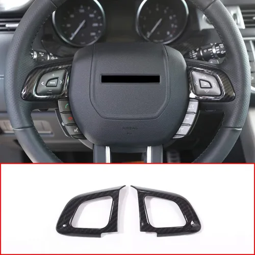 Vista 2 de Marco de botón de volante de coche estilo fibra de carbono ABS para Land Rover Range Rover Evoque 2012-2017 modificación interior del coche