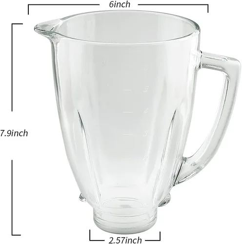 Vista 3 de Piezas de repuesto Frasco de vidrio de 6 tazas con cuchilla, compatible con licuadoras Oster