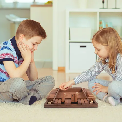 Vista 8 de Shut The Box Juego de madera para 4 jugadores, juego de mesa clásico para niños y adultos, juguete educativo de aprendizaje de matemáticas, juego