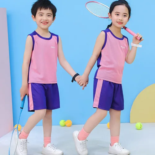 Vista 3 de TBUIALL Little Girls Clothing Sets Toddler Boys Girls Sleeveless Fashion Patchwork Color Breathable Mesh Boys Sweatshirt