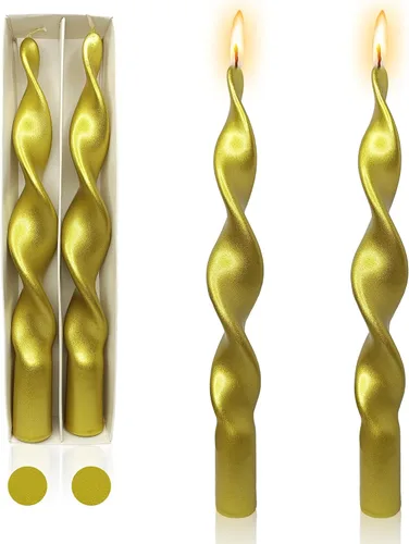 Vista 20 de Candelabros en espiral verde y velas cónicas verdes - Gedengni 7.5 pulgadas Velas cónicas cortas y encantadoras con diseño retorcido, velas sin