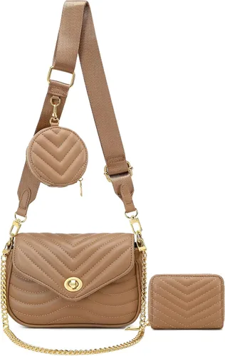 Vista 9 de JEEHAN - Bolsos bandolera acolchados para mujer, bolsos de hombro de diseño, monedero pequeño
