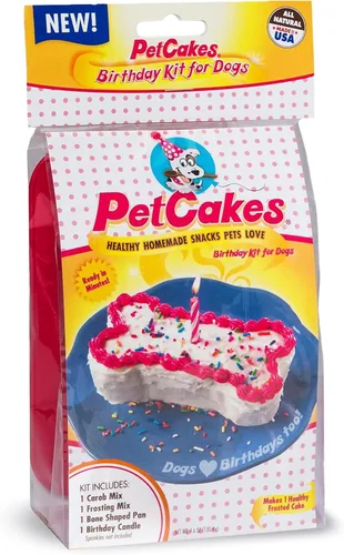 Vista 8 de PetCakes Kit de pastel de cumpleaños para perros, golosinas totalmente naturales, de cachorro a perros grandes, sabor a queso, 5.5 onzas