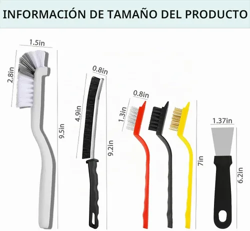 Vista 2 de Juego de cepillos de limpieza para grietas, herramientas de limpieza dura para lechada de baño, rieles de ventanas y puertas de ducha, limpieza