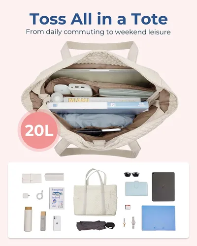Vista 5 de BAGSMART Bolsa grande para mujer, bolsa de hombro de viaje con asa superior con hebilla para esterilla de yoga para gimnasio, trabajo, viajes