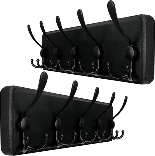 Vista 18 de WEBI Perchero de pared, ganchos para abrigos de pared rústicos, 16" de orificio a orificio, gancho grande para colgar en la pared, perchero