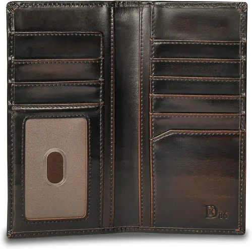 Vista 4 de DK86 Cartera larga plegable para hombre cuero de grano completo con pulido a mano bloqueo RFID Calavera C