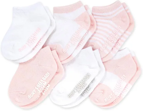 Vista 16 de Burt's Bees Baby Calcetines de tobillo para bebés niñas con agarres antideslizantes (paquete de 6)