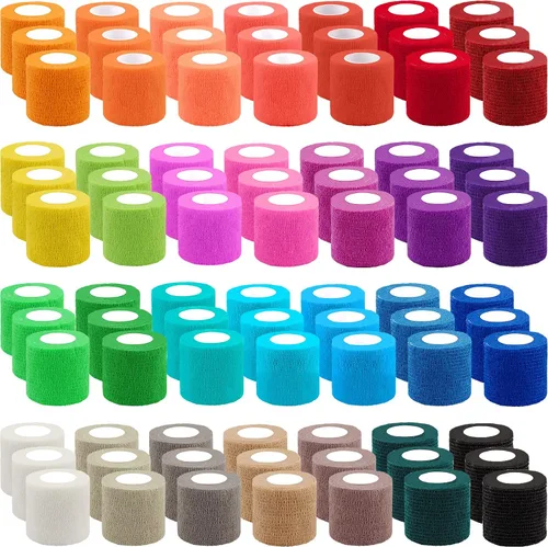 Vista 8 de BQTQ 84 rollos de vendaje autoadhesivo de 2 pulgadas x 5 yardas, cinta autoadhesiva transpirable atlética elástica para deportes atléticos, muñeca