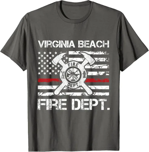 Vista 42 de Virginia Beach Virginia Fire Department - Camiseta delgada de línea roja, Negro