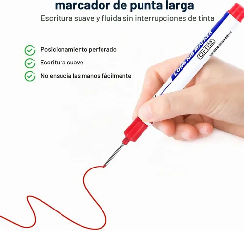 Vista 5 de 5 rotuladores permanentes de punta larga con agujero profundo, de secado rápido, impermeables, de punta larga, herramienta de marcado de Negro