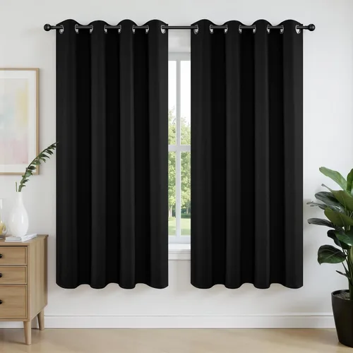 Vista 66 de Joydeco - Juego de 2 paneles de cortinas opacas de 63 pulgadas, 2 cortinas largas con aislamiento térmico burg, cortinas de oscurecimiento