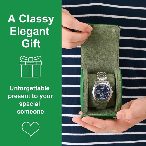 Vista 7 de ROSELLE Funda para reloj para hombres y mujeres con forro de gamuza, estuche de viaje para reloj, organizador de almacenamiento y exhibición