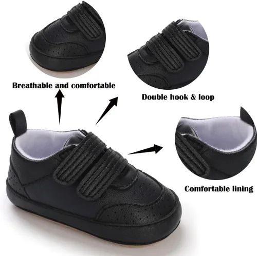 Vista 6 de E-FAK tenis para bebés, niñas y niños pequeños, con suela de goma antideslizante, para empezar a caminar