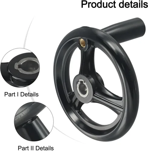 Vista 6 de 1pc D125/200/100/160mm 3 Spoke Hand Wheel with Revolving Handle for Milling Machine Rotating Handle(18x200mm)
