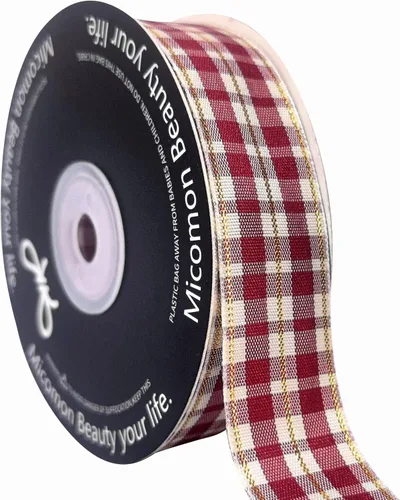 Vista 23 de Cinta a cuadros de guinga – 25 yardas, rojo y azul (3/8 pulgadas) para decoración de Navidad y embalaje de regalo