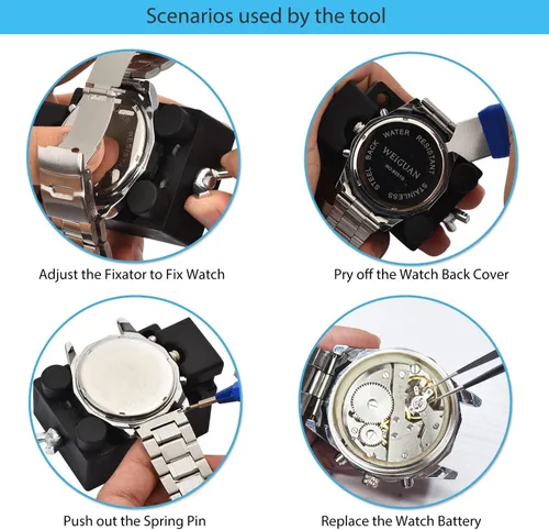 Vista 3 de EasyTime Kit de herramientas de reparación de relojes 149 PCS Kit de herramientas de reloj profesional para mantenimiento Reemplazo de batería