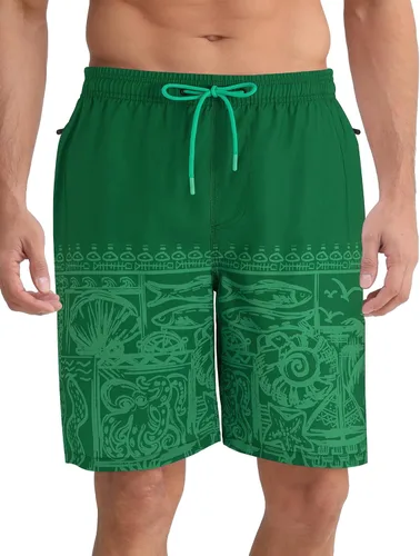 Vista 8 de APTRO Traje de baño para hombre, traje de baño de secado rápido de 9 pulgadas, trajes de baño de playa grandes y altos #15 Gris degradado