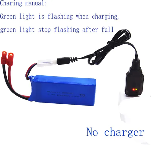 Vista 5 de Batería y cargado con conector plátano Blomiky, 2 uds, 7.4 V, 2000 mAh, para SYMA X8C X8W X8G X8HD X8HW X8HG 506HG JXD 506G Holy HS300 HS400