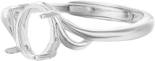 Vista 11 de Anillo ajustable de plata de ley 925 en blanco de 5 x 7/6 x 8/7 x 9/8 x 10/10 x 13/0.472 x 0.551 in, base de anillo de ajuste de anillo de bricolaje