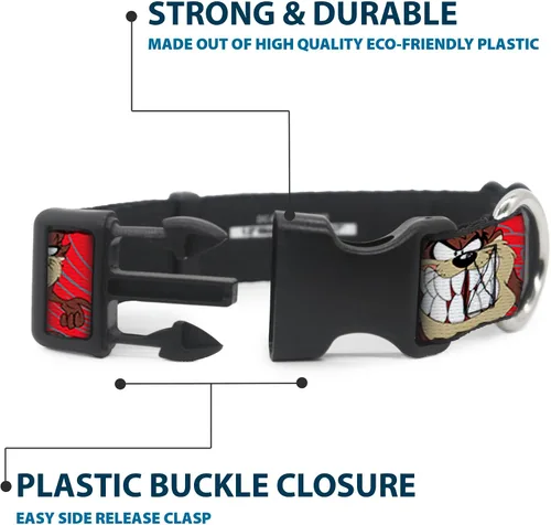 Vista 4 de Buckle-Down Tasmanian Devil Expressions Red Swirl - 1 pulgada de ancho - Se adapta a cuello de 9 a 15 pulgadas - S