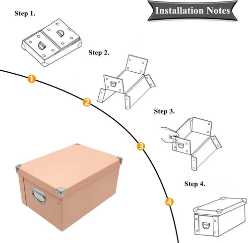 Vista 7 de GUOZI Caja de almacenamiento plegable, caja de memoria decorativa con tapa y esquinas reforzadas de metal, contenedor de archivos de cartón