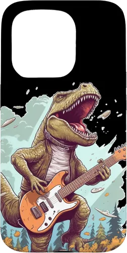 Vista 14 de Funda para iPhone 16 Cool Tyrannosaurus Rex con bajo para amantes de los dinosaurios