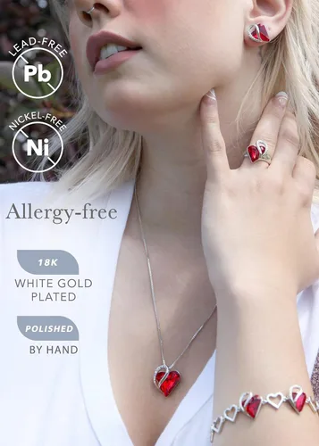 Vista 3 de Leafael - Aretes de cristal con forma de corazón infinito para mujer, aretes de moda en tono plateado, regalos para mujer, aretes
