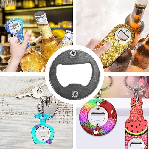 Vista 3 de Kit de inserción de abrebotellas, juego de 20 abridores de botellas redondos para bricolaje llave de cerveza, abridor de botellas, sacacorchos