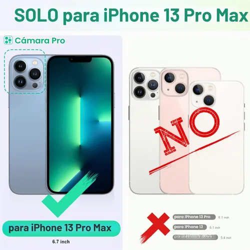 Vista 2 de TUCCH Funda tipo cartera para iPhone 13 Pro Max (6.7") 2021, 4 tarjeteros Negro
