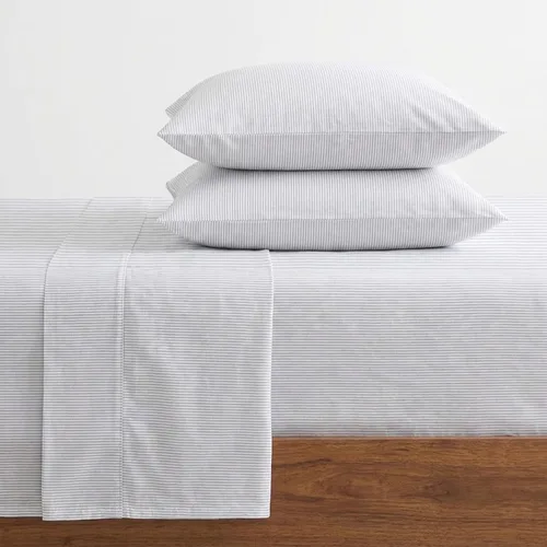 Vista 11 de Eddie Bauer - Sábanas de cama individual, juego de ropa de cama de franela de algodón con funda de almohada a juego, cepilladas para mayor suavidad