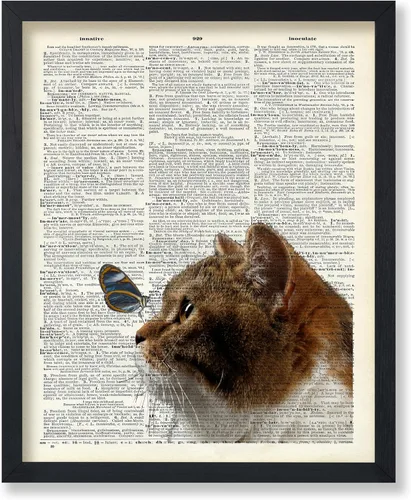 Vista 16 de Poster Master Póster artístico de diccionario, diseño de mariposa sobre gato, arte de gato y mariposa, regalo para veterinarios, amantes