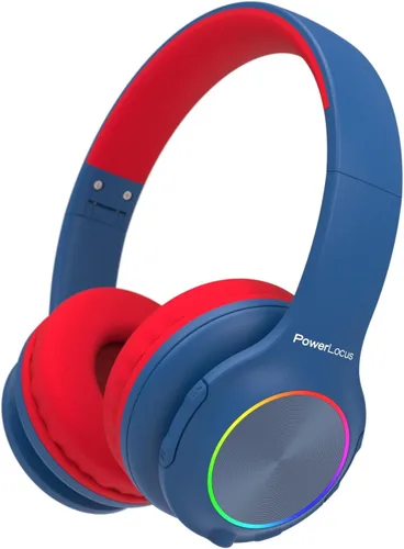 Vista 11 de PowerLocus PLED Auriculares Bluetooth para Niños, Auriculares Inalámbricos para Niños con Luces LED, Volumen Seguro de 74/85/94dB, Micro SD, Cable