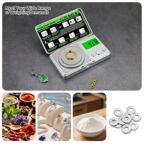 Vista 3 de Báscula de alta precisión de 3.53 oz/0.00 oz, báscula digital de miligramo de bolsillo, báscula de joyería de gramo pequeño, escala de moneda