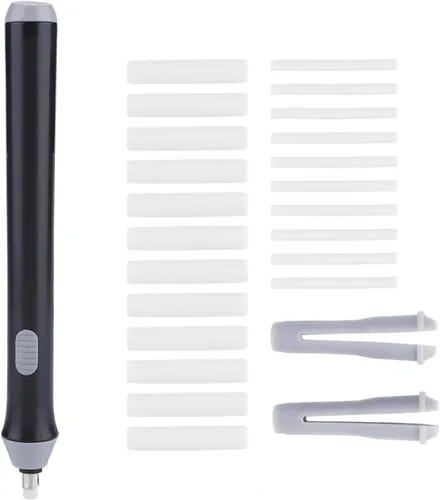Vista 2 de Kit de borrador de lápiz eléctrico, borrador automático a pilas con 20 recambios, negro, para dibujar y dibujar