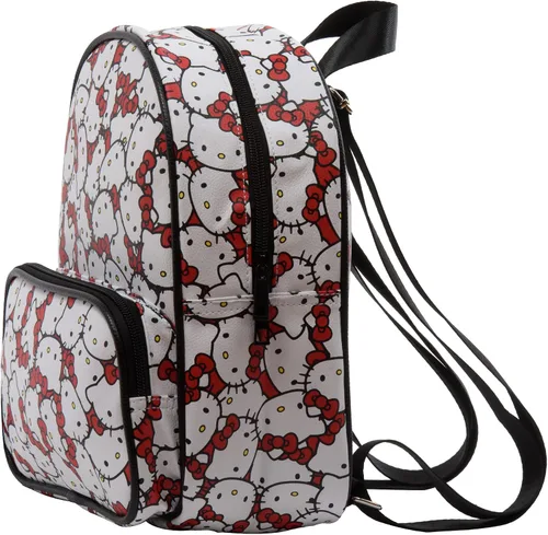 Vista 2 de AI ACCESSORY INNOVATIONS Sanrio's Hello Kitty - Bolso de hombro con doble correa y estampado de Hello Kitty, mini mochila con colgante de lazo