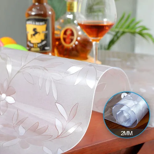 Vista 2 de Mantel redondo para mesa de comedor, protector de PVC transparente, rollo de plástico ajustable a prueba de agua, para mesa de comedor, tapete