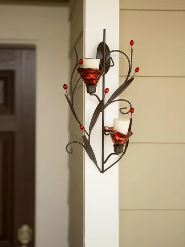 Vista 3 de Gifts & Decor, soporte de pared para colgar vela, Ruby Blossom Tealight